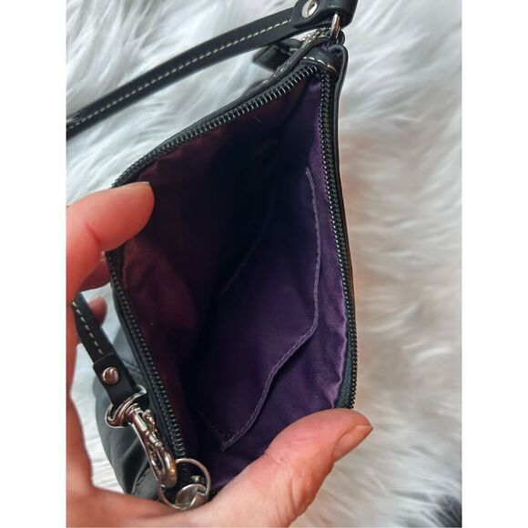 COACH Leather Wristlet Pouch Black Zip Clutch Wallet - Picture 3 of 5